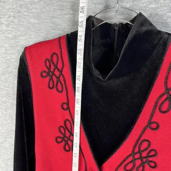 Vintage JBS Ltd Dress Size 12 Red Vest Skirt & Black Velvet Top Holiday Prairie - Picture 12 of 16